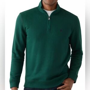 IZOD Men’s Green Quarter-Zip Fleece Sweatshirt Large NEW preppy casual NWT comfy